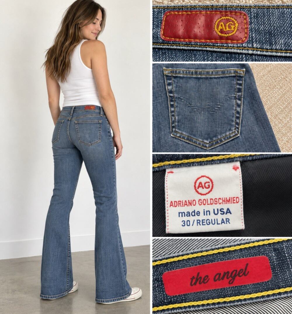 Y2K Indie Sleaze AG Adriano Goldschmied Flare Jeans Size 30 Medium Wash 2000s